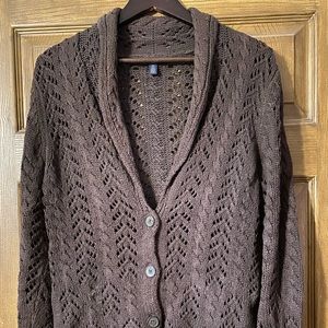Lands end cotton shawl collar sweater